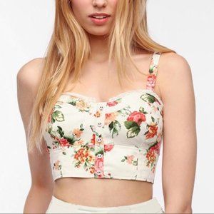 Kimchi Blue Floral Bustier Crop Top Ivory